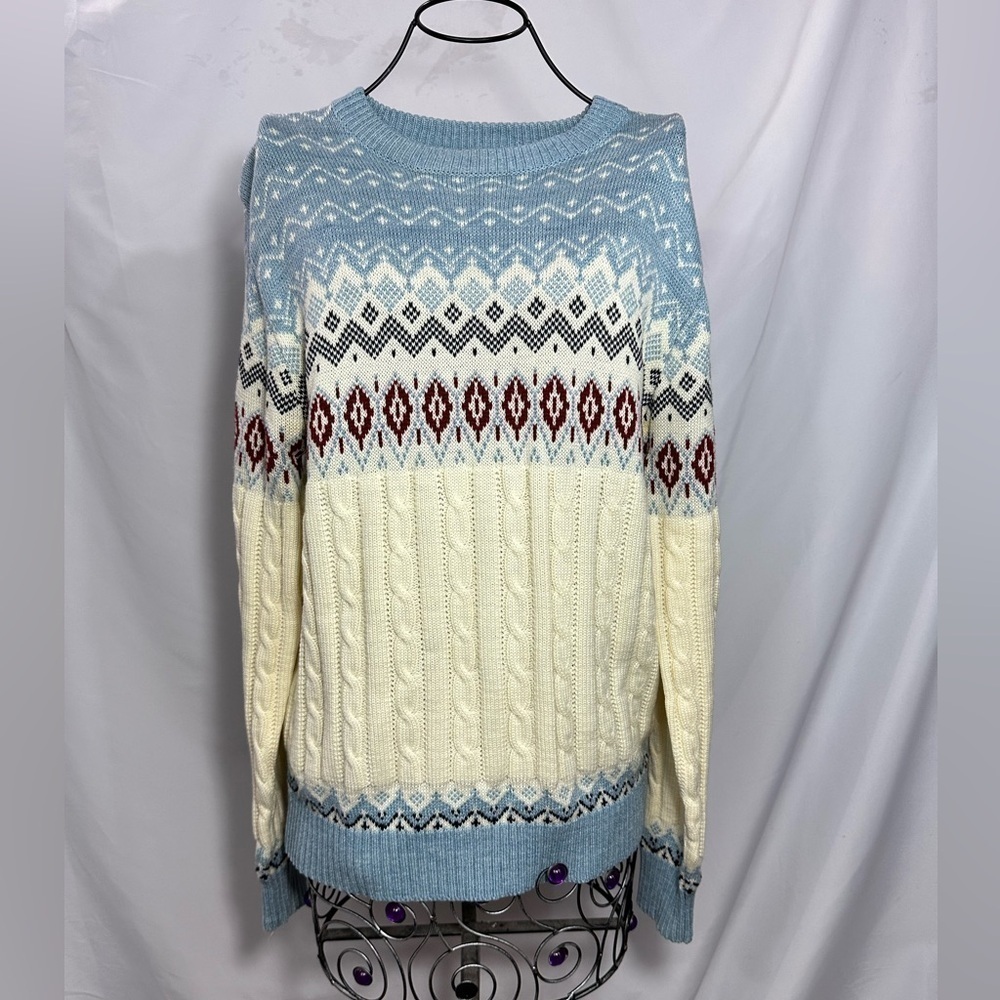 Vintage High Sierra Mervyn's fair isle chunky knit sweater size M